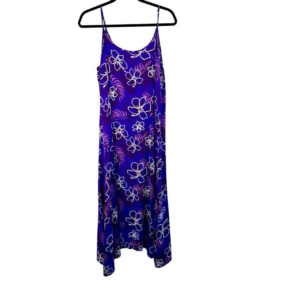 Zodad's Purple White Hawaiian Handkerchief Sleeveless Midi Shift Dress Medium - Picture 1 of 14